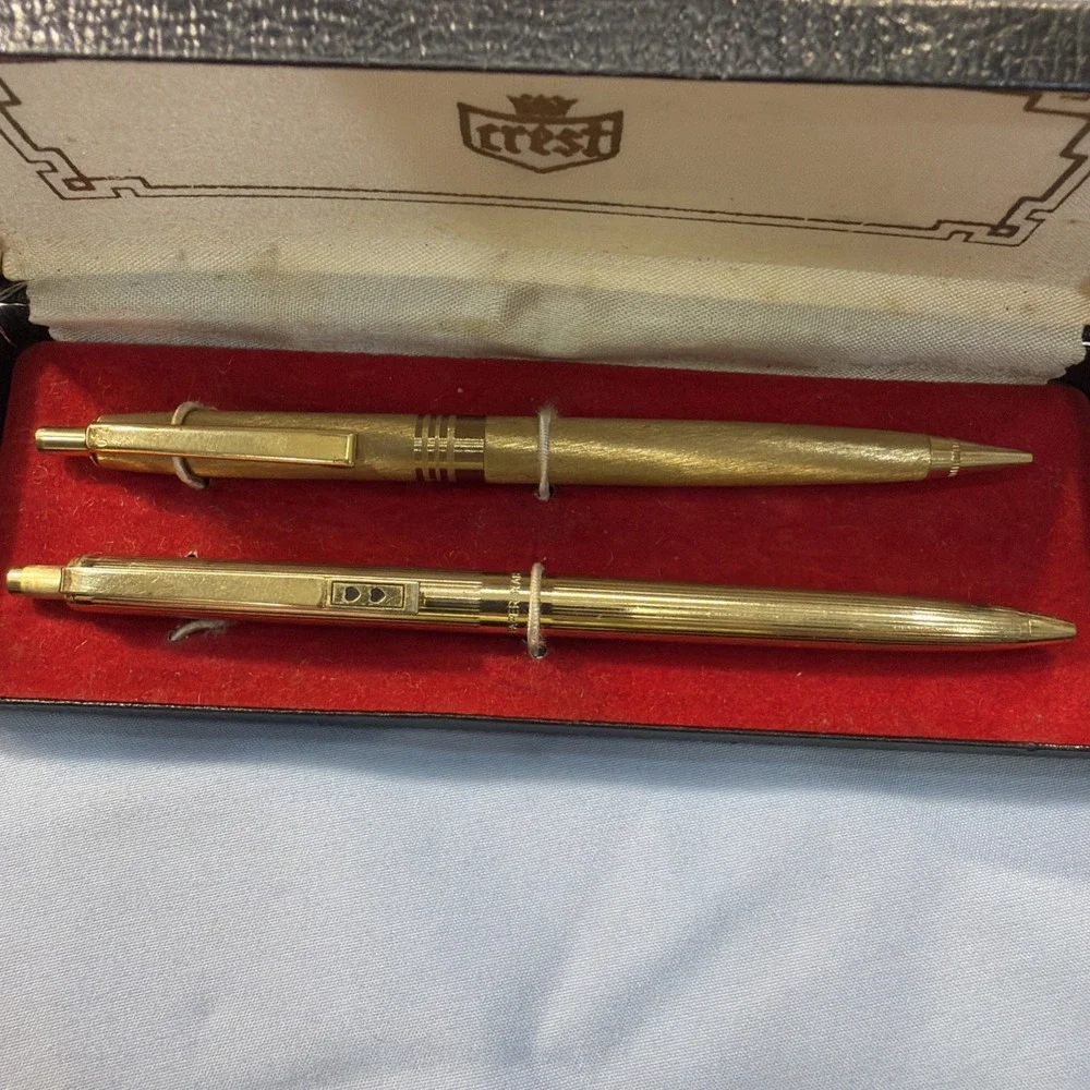 Paper Mate Pen Double Heart • Gold Tone • Gold Tone Pencil With Eraser